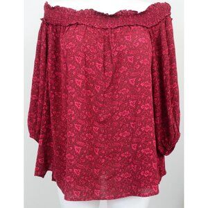 Lane Bryant Top Womens PLUS Size 22/24 Burgundy Off-The-Shoulder Floral Boho NWT
